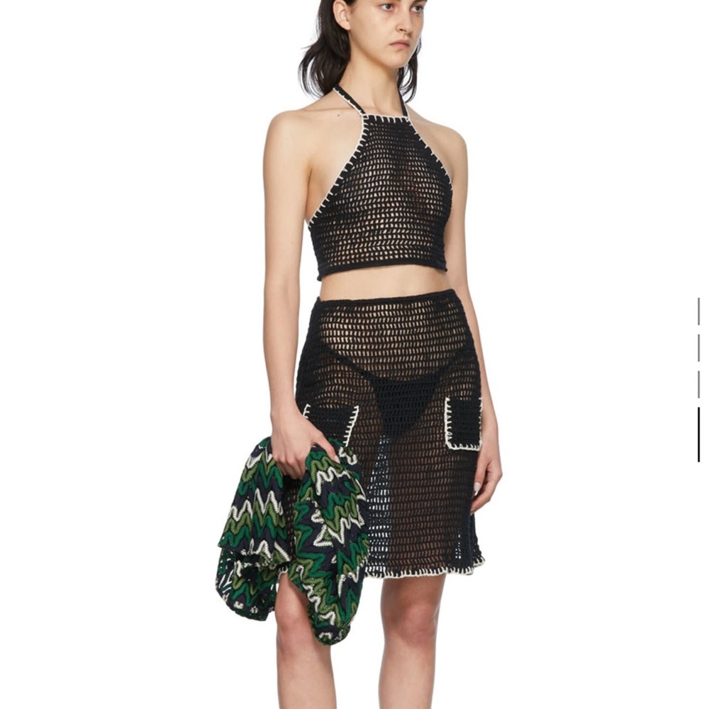 Akoia Black Crochet Beach Halter Top